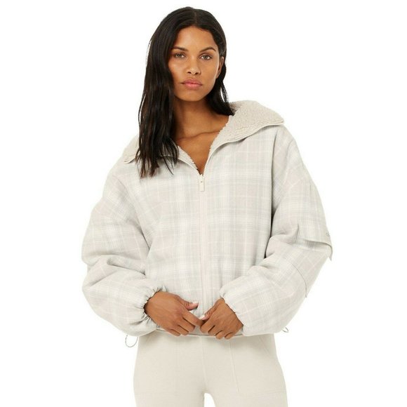 ALO Yoga Jackets & Blazers - Alo Yoga Legacy Womens White Plaid Flurry Jacket M